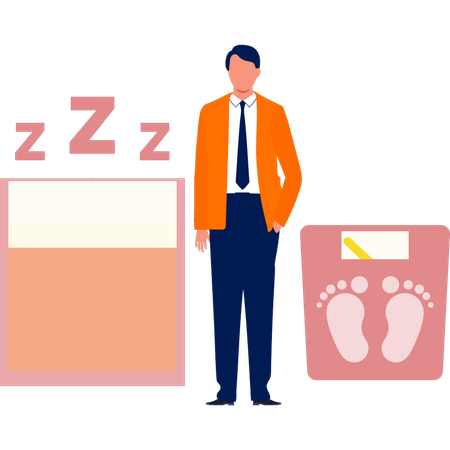 Boy showing optimisation ranking from sleep  Illustration