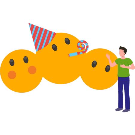Boy showing party emojis  Illustration