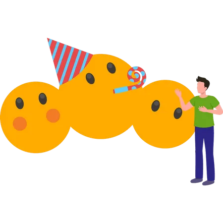 Boy showing party emojis  Illustration