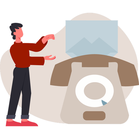 Boy showing phone server  Illustration