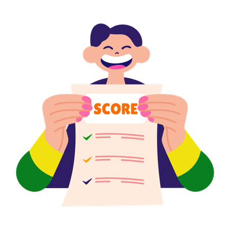 Boy showing project score  Illustration