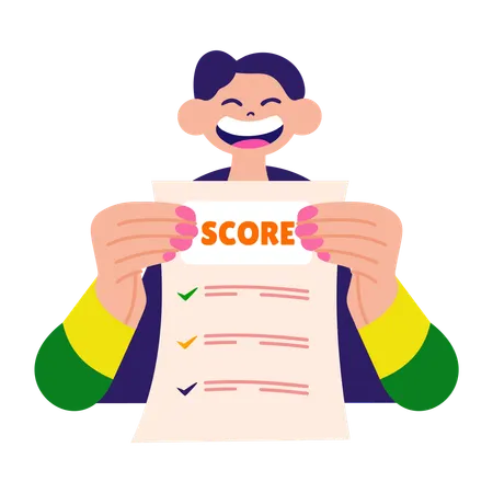 Boy showing project score  Illustration