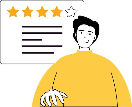 Boy showing rating stars  Illustration