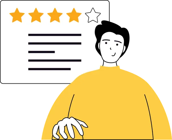 Boy showing rating stars  Illustration