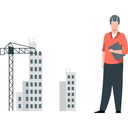 Boy showing real estate building  Illustration