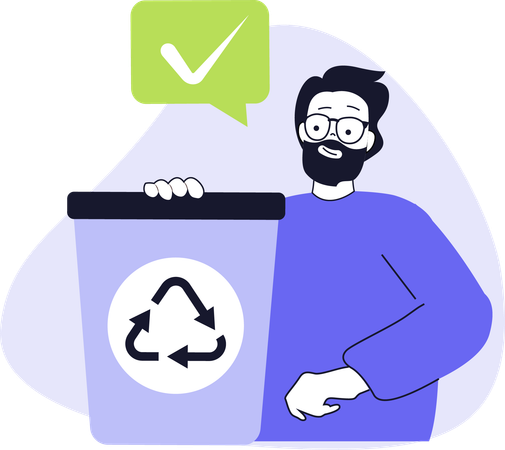Boy showing recycle bin  Illustration