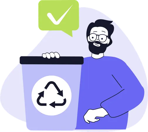 Boy showing recycle bin  Illustration
