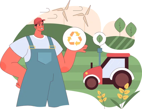 Boy showing recycle sign  Illustration