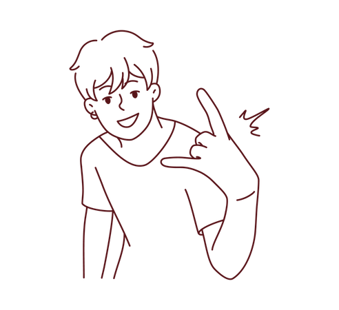 Boy showing rock hand sign Illustration