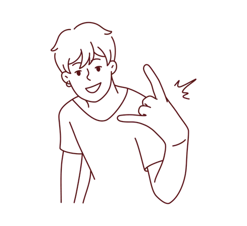 Boy showing rock hand sign  Illustration