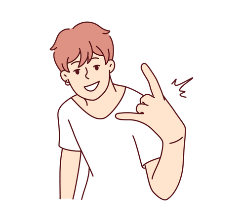 Boy showing rock hand sign  Illustration