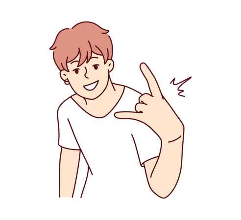 Boy showing rock hand sign  Illustration