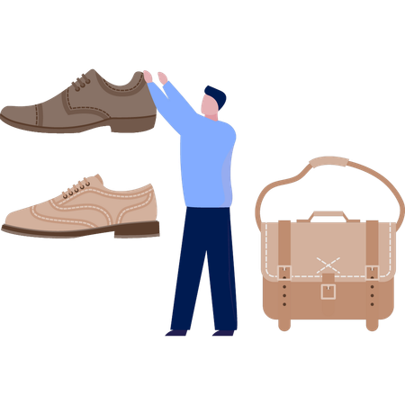 Boy showing shoes  Illustration