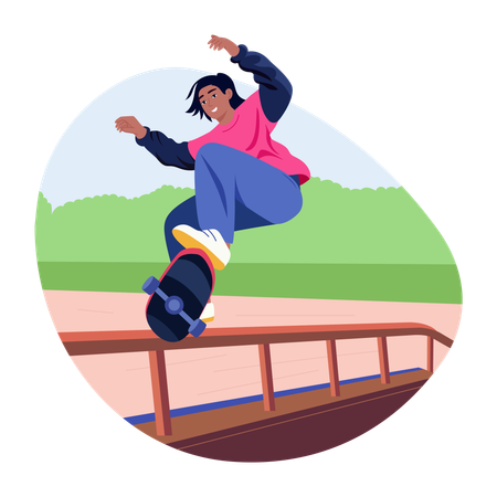 Boy showing skateboard tricks  Illustration