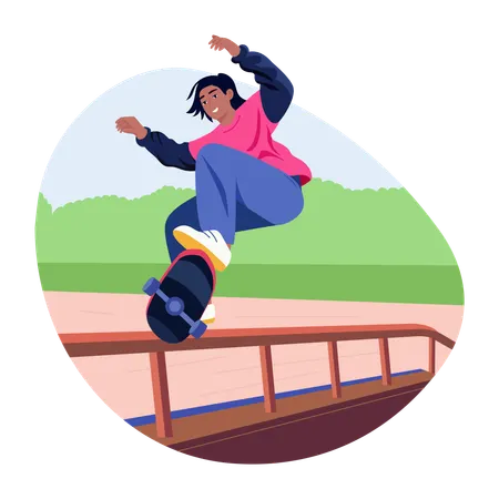 Boy showing skateboard tricks  Illustration
