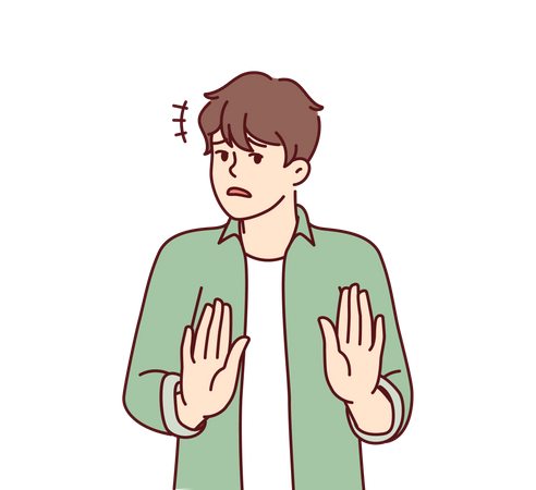 Boy showing stop hand gesture  Illustration