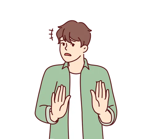Boy showing stop hand gesture  Illustration