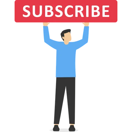 Boy showing subscribe board  Illustration