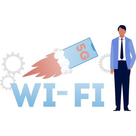 Boy showing super wi-fi  arrange  Illustration