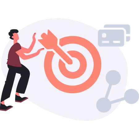 Boy  showing target goal  Illustration