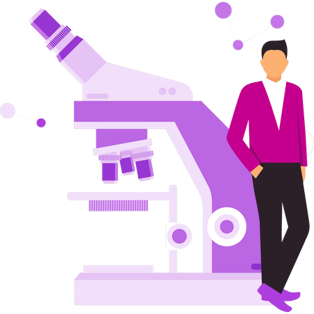 Boy showing the microscope  일러스트레이션