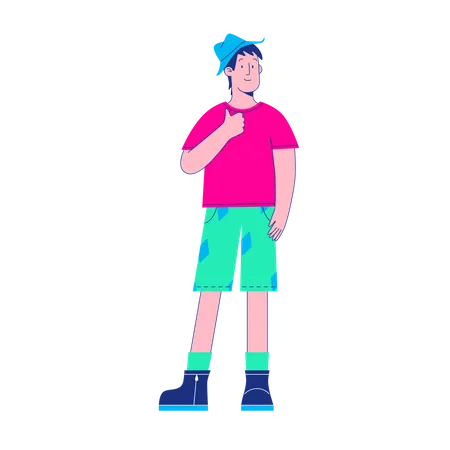 Boy showing thumbs up Illustration