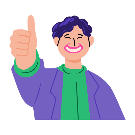 Boy showing thumbs up  Illustration