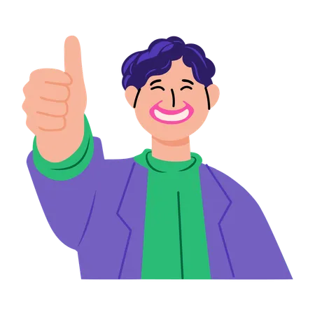 Boy showing thumbs up  Illustration