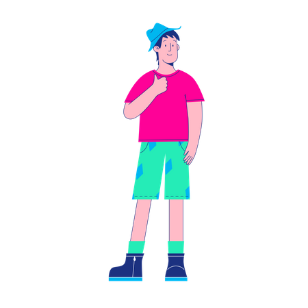 Boy showing thumbs up  Illustration