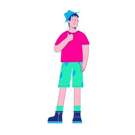 Boy showing thumbs up  Illustration