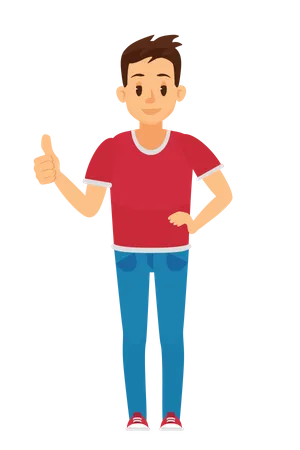 Boy showing thumbs up  Illustration