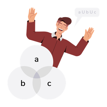 Boy showing venn diagram  Illustration