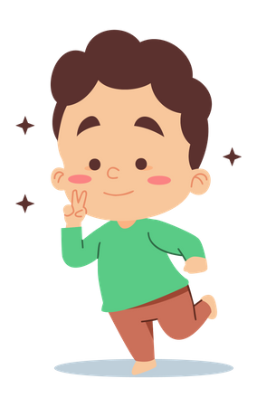 Boy showing victory sign  Illustration