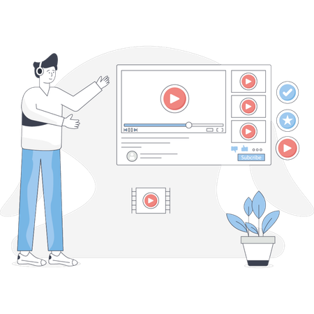 Boy  showing video song  Illustration