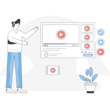 Boy  showing video song  Illustration