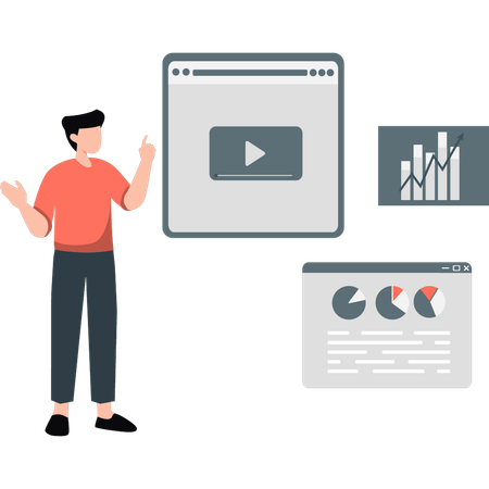 Boy showing video tutorial  Illustration