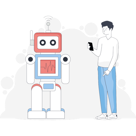 Boy showing wireless robot  Illustration