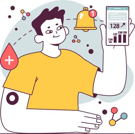 Boy shows glucometer  Illustration