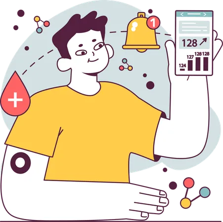 Boy shows glucometer  Illustration