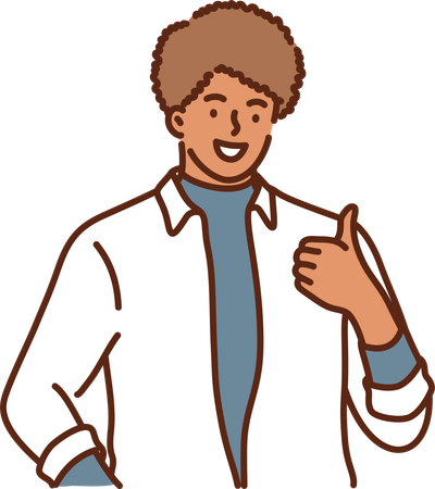 Boy shows thumbs up  Illustration