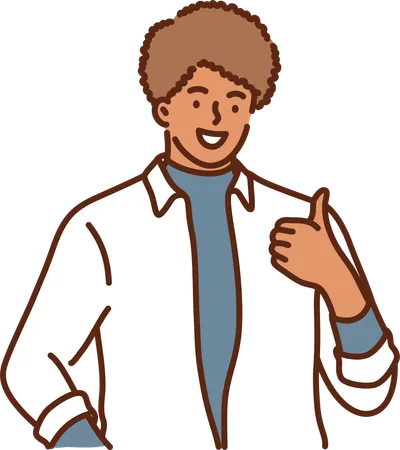 Boy shows thumbs up  Illustration