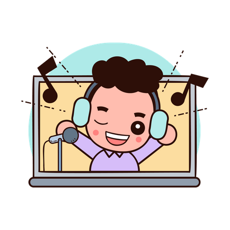 Boy singing song  Illustration