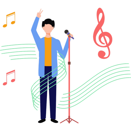 Boy singing song  Illustration