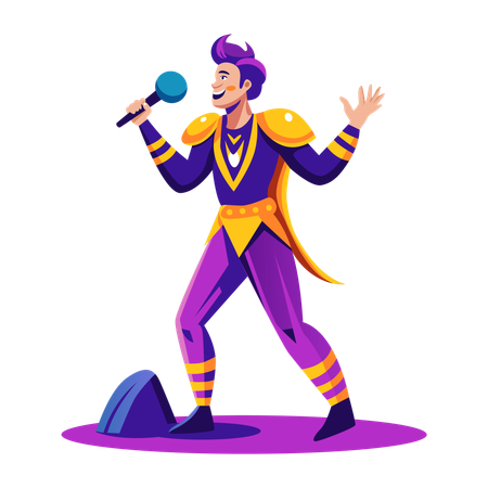 Boy singing song in circus  Illustration