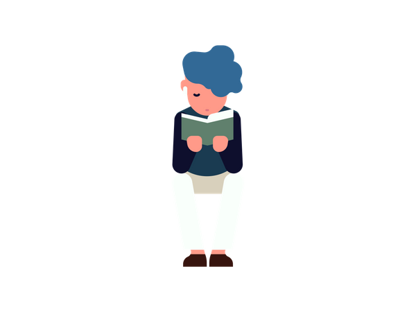 Boy sitting and reading book  Illustration