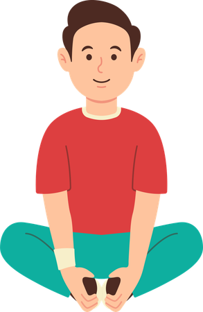 Boy sitting in butterfly pose  Illustration