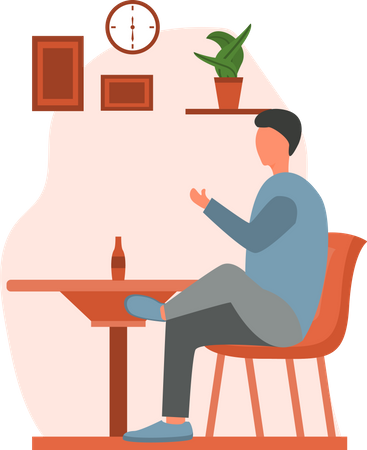 Boy sitting in cafe  Illustration