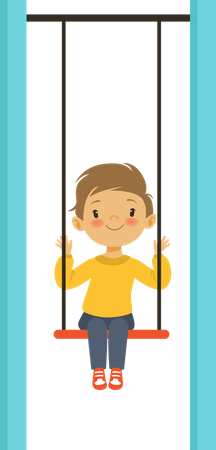 Boy sitting in swing Illustration