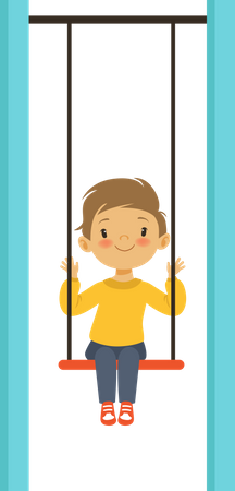 Boy sitting in swing  Illustration