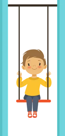 Boy sitting in swing  Illustration